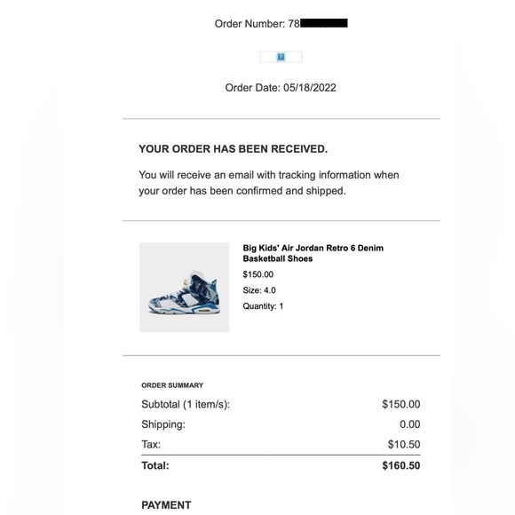 New in Box Air Jordan 6 Retro \'Washed Denim 2022\' Size 4Y